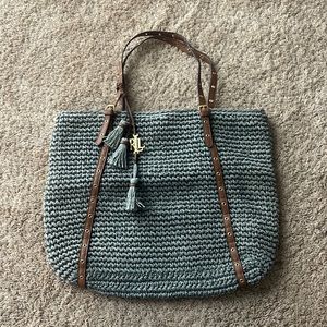 Ralph Lauren Blue Straw Over the Shoulder Purse